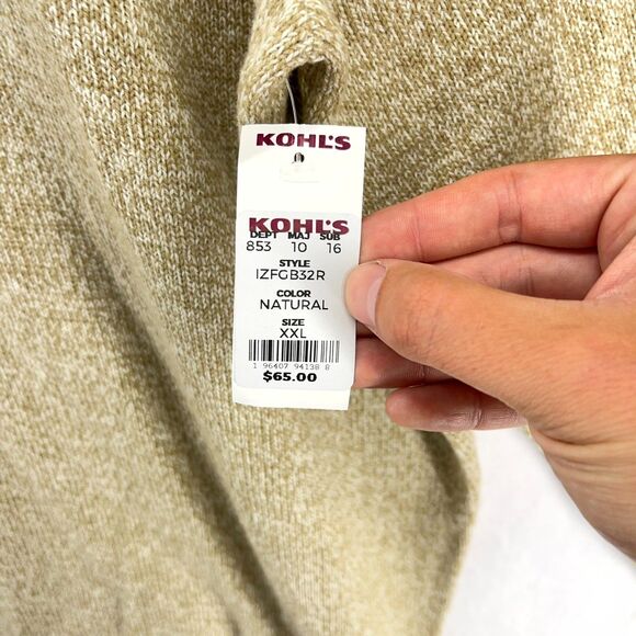 IZOD 7GG Woods Cove Chest Sweater Crew Neck Natural Color Mens Size XXL NEW - Picture 3 of 11